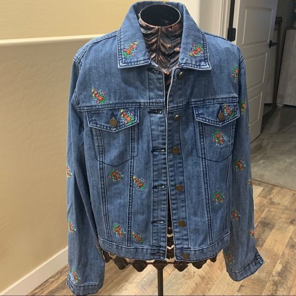 Tinsel Jackets & Coats Tinsel Floral Embroidered Denimjean Trucker